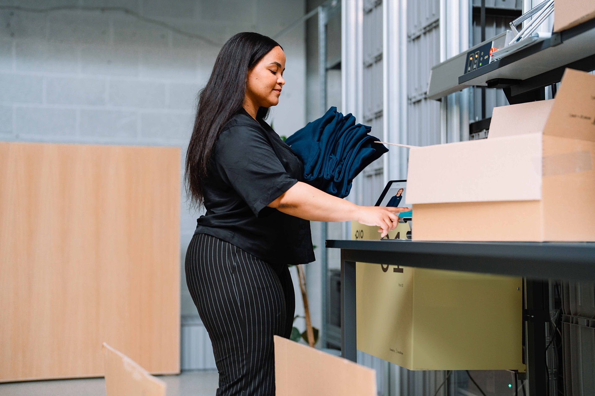 Automated warehouse solution for small teams, showing compact cube storage in a space-efficient warehouse
